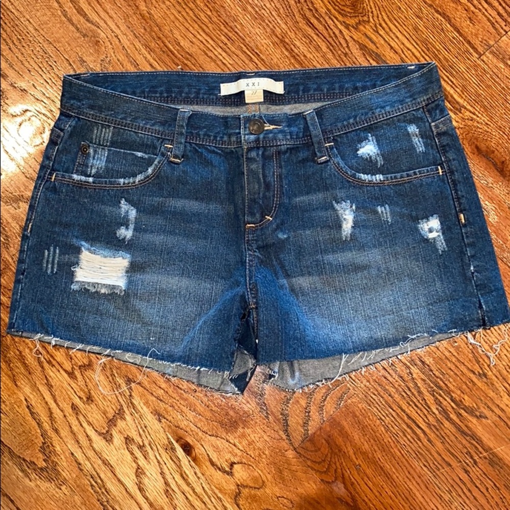 Distressed Medium Wash Jean/Denim Shorts